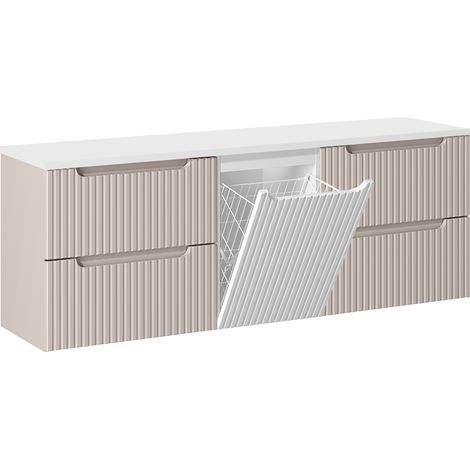 Mueble bajo lavabo 160cm cesto lavandería Riva Cachemira y Madera