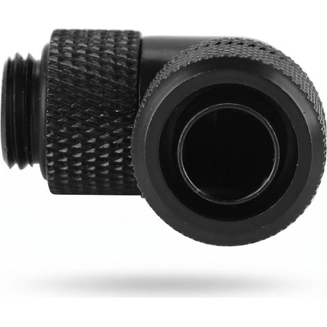 Raccord de refroidissement par eau de coude, G1/4 Raccord de refroidissement par eau à filetage à 2 points Coude à angle droit à 90 ° pour tubes de refroidissement par eau d'ordinateur(noir) (1/5)