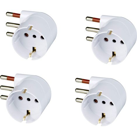 Set 4 adattatori schuko 90° 16A salvaspazio, bianco
