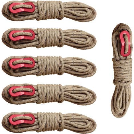Lot de 6 cordes réfléchissantes - 4 mm x 4 m - Corde de guidage pour le camping avec tendeur - Cordon réfléchissant résistant aux intempéries pour tentes, hamacs, bâches, équipement de survie (1/5)