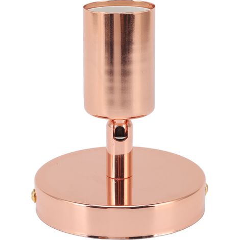 Douille de lampe murale E27/E26 orientable à 180° (haut/bas) en fer, finition or rose, idéale pour chambre et salon.