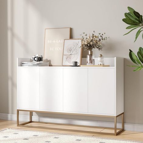 Buffet 4 portes blanc sans poignées, design moderne et épuré (1/5)