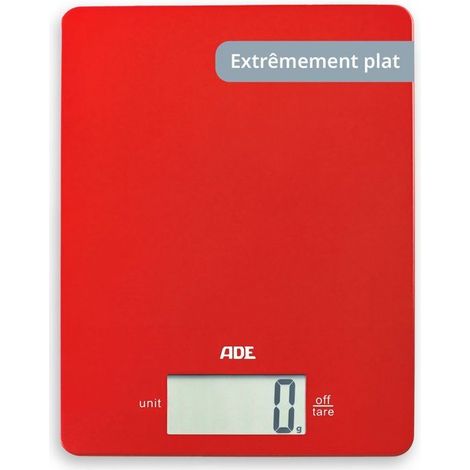 Bilancia da cucina digitale - ADE - LEONIE - Plastica ABS - 22 x 17 cm - Inclusa 1 batteria Cr 2032 - Rossa