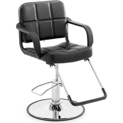 Poltrona da barbiere con poggiapiedi 64 cm 170 kg acciaio PU nero schiuma nera 140008941