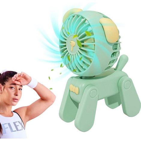 Kleiner, tragbarer und leiser Tischventilator (grün), geeignet für den Innen- und Außenbereich. (1/5)