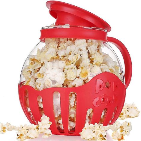 Mini-Popcornmaschine mit Silikondeckel, kompatibel mit allen Haushaltsgeräten (rot) (1/5)
