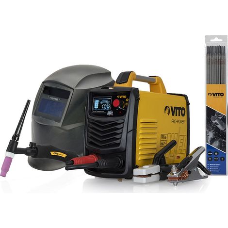 Poste a souder Profesionnel inverter MMA TIG 150 Ampères+12 baguettes Ø 2.5 mm + Cagoule LCD + Mallette VITO