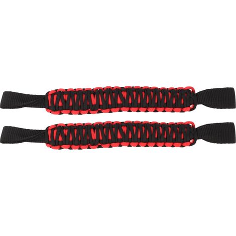 Asa de barra antivuelco para reposacabezas de 29,6 cm con cuerda de paracord antideslizante, universal para coche, SUV, ATV, UTV y autocaravana, color negro y rojo. (1/5)