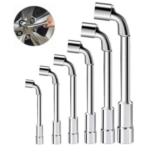 6 pièces clés à pipe débouchées en L 7/8/9/10/11/12 mm,Manchon de tuyau en forme de L, coude perforé, outil de réparation de voiture, pour réparations, canalisations, entretien de vélos et de voitures