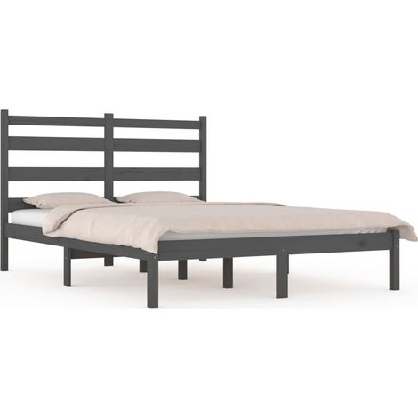 Maison Exclusive - Massivholzbett Grau Kiefer 200x200 cm