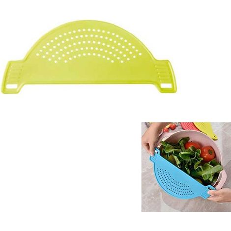 Escurridor de ollas, Cesta de drenaje portátil, Deflector de drenaje, Escurridor de pasta, Colador, Con asa, Fácil drenaje, bares, Verde (1/5)