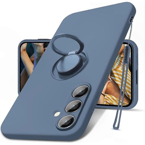 Coque téléphone en silicone liquide avec dragonne et support intégré pour Samsung Galaxy S24, étui souple anti-choc avec béquille, protection fine et légère, accessoire pratique pour usage quotidien (1/5)