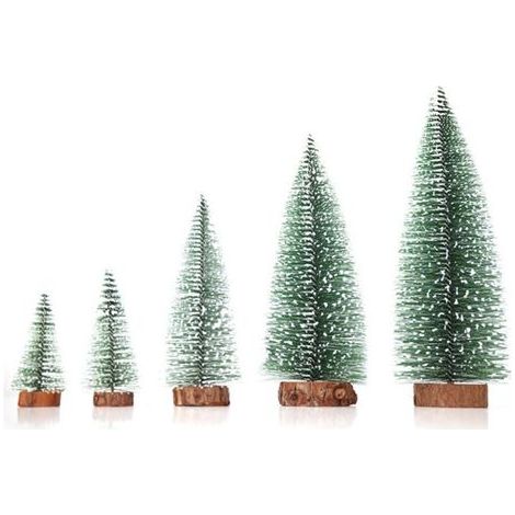 Sapin de Noël, Petits Pins sur Base en Bois, Décoration de Bureau pour la Maison (1/5)