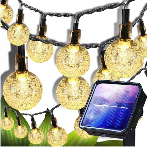 GUIRNALDA SOLAR PARA JARDÍN DE 6 m, LÁMPARAS SOLARES, BOMBILLAS, 40 BOLAS DE CADENA, BALCÓN (1/5)