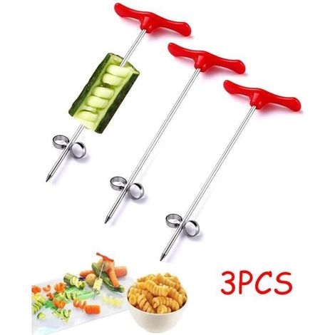 HONORNIC - Coupe-Frites,Spirale Twister de Pommes de Terre,Coupeur de Tour de Pomme de Terre,pour Barbecue,Camping,Fête,Concombre,Carotte(3pcs)