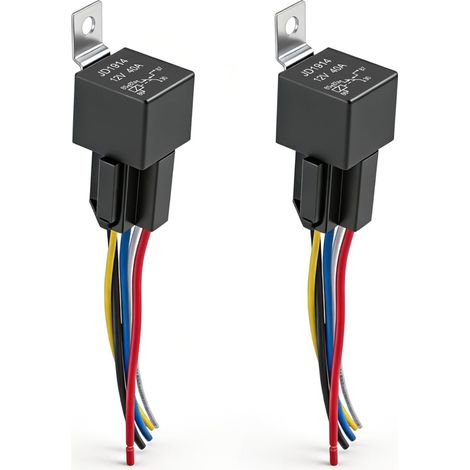 Relais Automobile 12V 40A - 5 Broches SPDT Avec Faisceau De Cable Coloré - Pour Moto Camion Bateau - Lot De 2 (1/5)