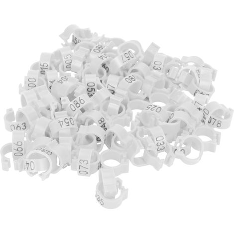 Bague de patte numérotée 001-100 pour oiseaux, clip d'identification réutilisable pour pigeons, accessoire de volaille blanc (1/5)