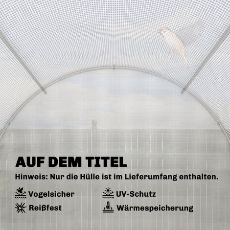 Serre tunnel 4x2 m, bâche jardin imperméable avec porte, 8 ouvertures, protection UV, film polyéthylène blanc résistant à la déchirure (1/5)