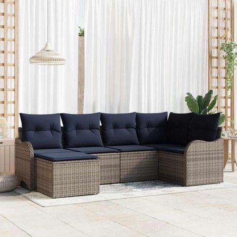 Set Divano da Giardino Grigio polyrattan vidaXL (1/5)