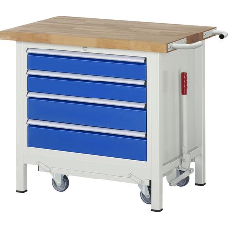 Rau Werkbank mit Fahrgestell 8262, B1000xT700xH880mm, 4x Schublade-TA (1/5)