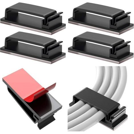 Pair 10PCS Clips de Câble Adhésifs,Organisateur Cable,Câble Management pour Organiseur de Fils Electriques Câbles de Gestion de Câbles pour TV, PC, ordinateur portable, Noir (1/5)