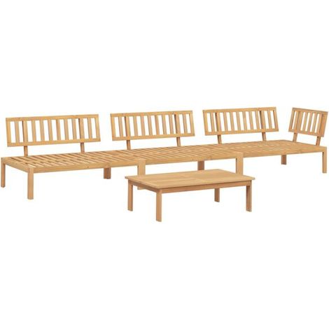 Salon de Jardin 4 Places en Bois d'Acacia Massif, Ensemble de Mobilier Extérieur avec Palette (1/5)