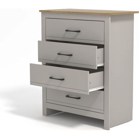 Galano Cassettiera 4 Cassetti Grigia Legno 79x95x39 cm (1/5)