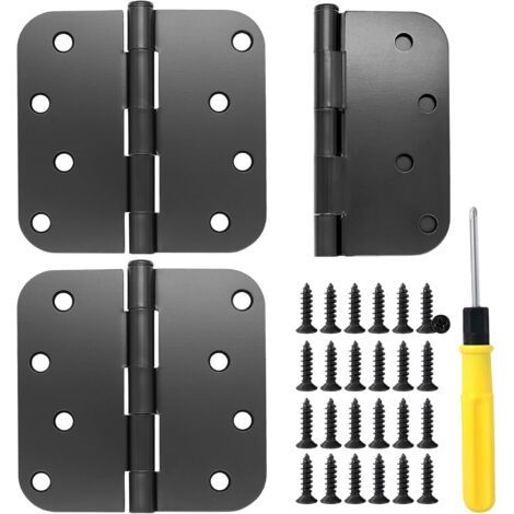 3 PCS Charnière Porte Pliables 10 cm Noir Mat avec 24 Vis + Tournevis Charnière Piano pour Portes Fenêtres Armoires (1/5)
