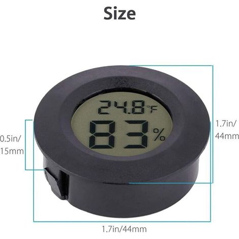 Mini Hygromètre Thermomètre Moniteur LCD Numérique Jauge d'Humidité Intérieure Extérieure pour Humidificateurs Déshumidificateurs Serre Sous-Sol Salle de Bébé Black-2pcs (1/3)
