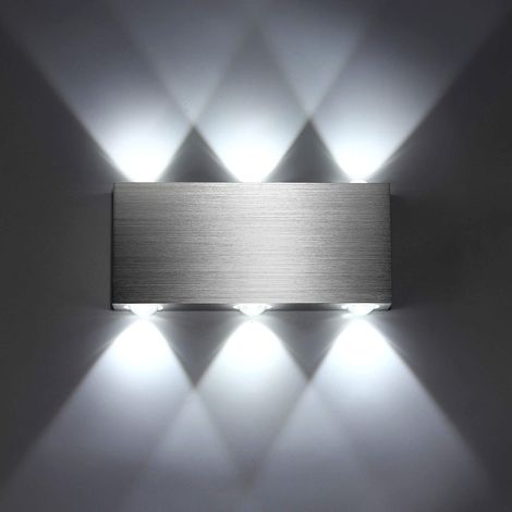Aplique de pared LED de 6W, moderno aplique cuadrado de aluminio para interiores, regulable en altura, iluminación decorativa, luz blanca fría. (1/4)