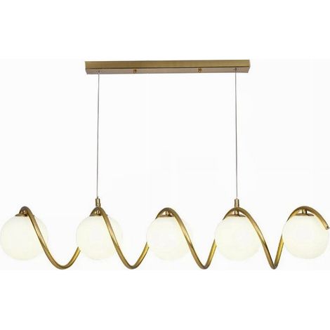 TRADE SHOP - Lampadario A Sospensione Soffitto Twister Con 5 Sfere Vetro Lampada Bronzo G9 B96 - (1/5)