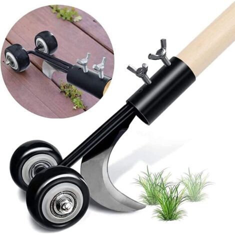 Manueller Unkrautstecher mit Rädern, Unkrautmesser, Unkrautstecher für Ritzen und Spalten, manuelles Gartenreinigungswerkzeug