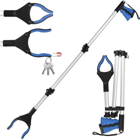 108 cm Greifzange für ältere und behinderte Menschen, Magnete, drehbares Teleskop-Greifwerkzeug zum Greifen von Gegenständen und Abfall, Blau - (1/5)