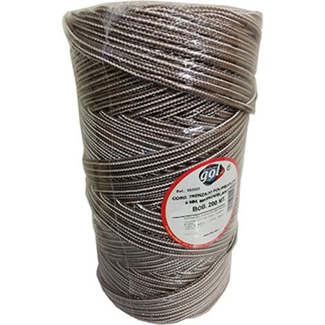 Rollo 200mt cuerda tender trenzada 5mm bicolor blanca/marron
