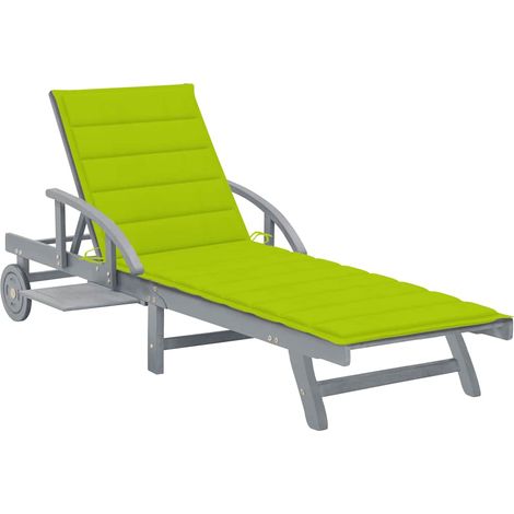 Bain de soleil avec coussin Chaise de jardin - Transat de jardin Bois d'acacia solide BV430253 - BonneVie (1/5)