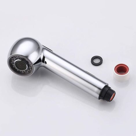 Ducha de mano para grifo de cocina con 2 tipos de rociado, cabezal de ducha de repuesto para grifo mezclador de cocina, cromado. (1/5)