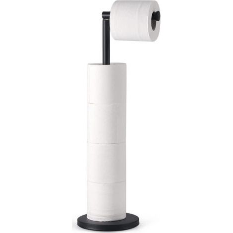 1 Porte-Papier Toilette sur Pied, Acier Inoxydable, Support 5 Rouleaux, Noir, Salle de Bain (1/5)