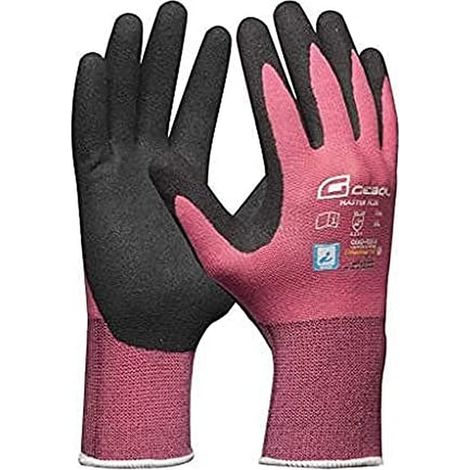 Gebol Master Flex Lady, guanti da lavoro con rivestimento in nitrile in PPU, guanti in nitrile dermatologicamente testati, guanti da giardinaggio da donna, taglia S (Gr 7), rosa, 1 paio (1/5)