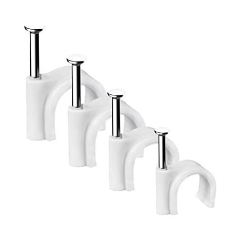 400er-Packung robuste und langlebige runde Kabelclips, Kabelbinder, Kabelorganisator, 4 Größen (6, 8, 10 mm) – für Kabelmanagement, Weiß – 4/6/8/10 mm (1/5)