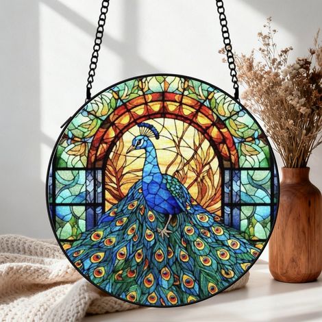Attrape-soleil vitrail papillon 15 cm décoration suspendue fenêtre animal lumineux cadeau anniversaire (1/5)