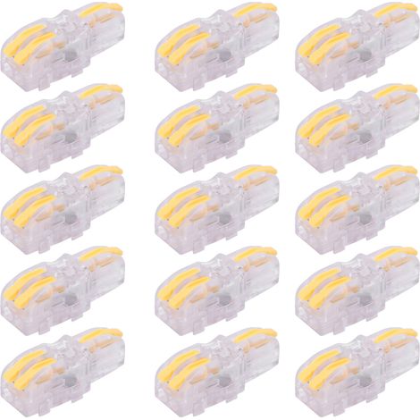 20 connecteurs rapides pour fils, 1 entrée, 2 sorties, bornier transparent de type T pour conducteurs SPL-F12 (jaune) (1/5)
