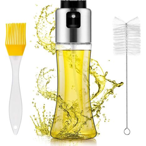 Flacon pulvérisateur d'huile 180 ml, avec brosse pour la cuisine et goupillon offert