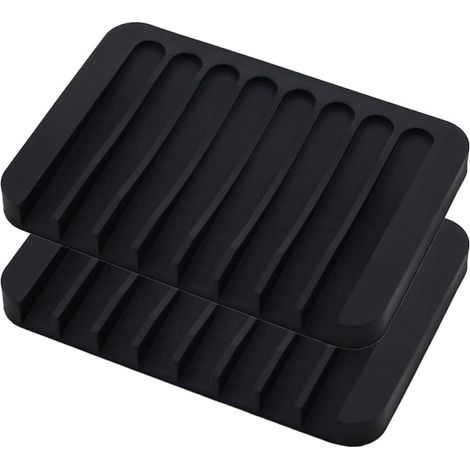 2 Stück rutschfeste Seifenabtropfgestelle aus Silikon, um Seifenstangen trocken zu halten – für Badezimmer, Dusche, Küche, Schwamm (schwarz)