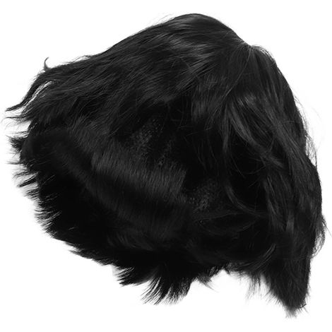 Perruque courte noire respirante, synthétique dégradée et volumineuse, pièce toupet homme femme, coiffure élégante portable (1/5)