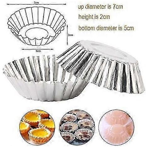 Eierkuchenformen, 50 Stück, aus Edelstahl, für Mini-Törtchen, Muffins, Cupcakes, Kuchen und Kekse. (1/4)