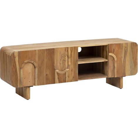 Made In Meubles – Meuble TV en bois d'acacia 160x40x55 cm – Design contemporain – Espace pour écran plat et équipements – Poids 46.75 kg (1/5)