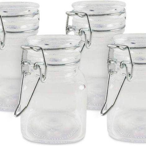 Bocaux à épices en verre transparent – réutilisables – rangement de cuisine – ensemble de bocaux en verre