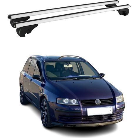 OMAC Aluminium Dachträger Querträger für Fiat Stilo Multiwagon 2001-2007 – TÜV / DIN 75302:2019 – Abschließbar – Max. 75 kg – 2 Stangen Silber (1/5)