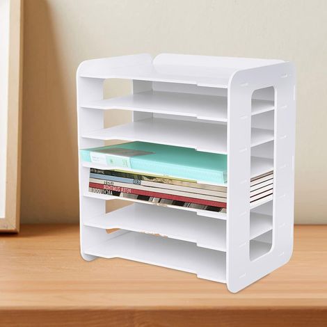 Schreibtisch Organizer 7-Tier Büro Organizer Briefablage Weiß Dokumentenablage für Zuhause, Büro, Schule (1/5)