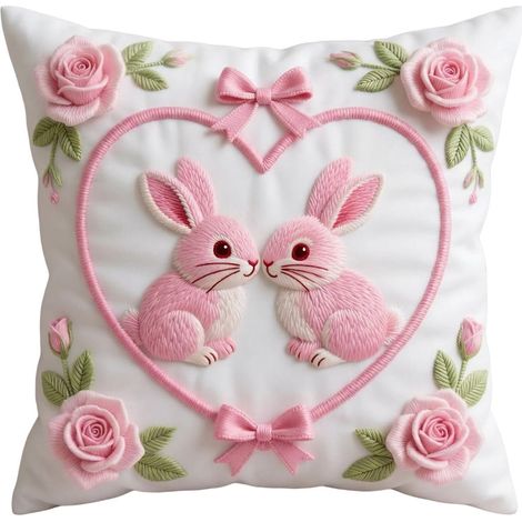 Taie D Oreiller - Motif Coeur - 45 x 45 cm - Tissu Court Pelucheux - Décoration Fête Des Amoureux - Salon Chambre - 1 Pièce (1/5)